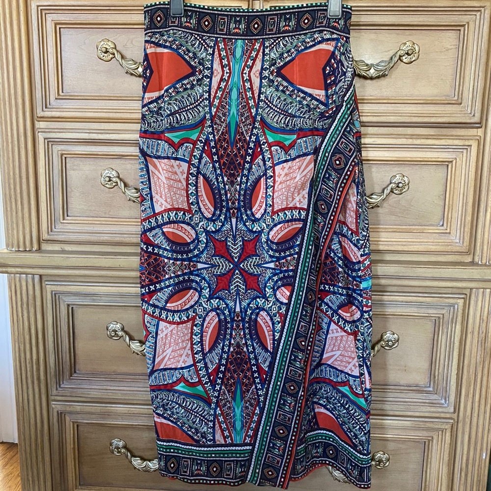 Anthro Maeve multicolored silk skirt